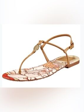 Tory Burch Emmy Floral Patent Leather Thong Sandals Women’s Size 7.5/8
